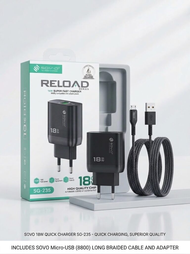 SOVO SG-235 18W Super Fast Charger with Micro-USB (8600) Cable