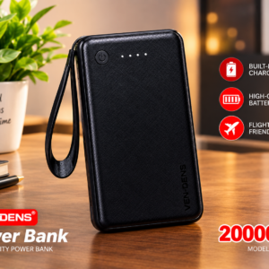 VEN-DENS 20000mAh Power Bank with Built-in Charging Cable